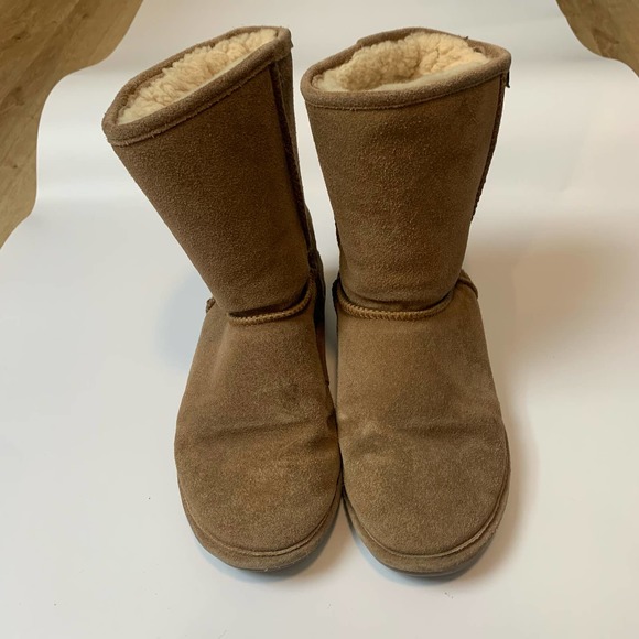 Bearpaw Womens Emma Short Suede Boots Size 7 Tan/Brown Sheepskin Wool - Picture 10 of 16